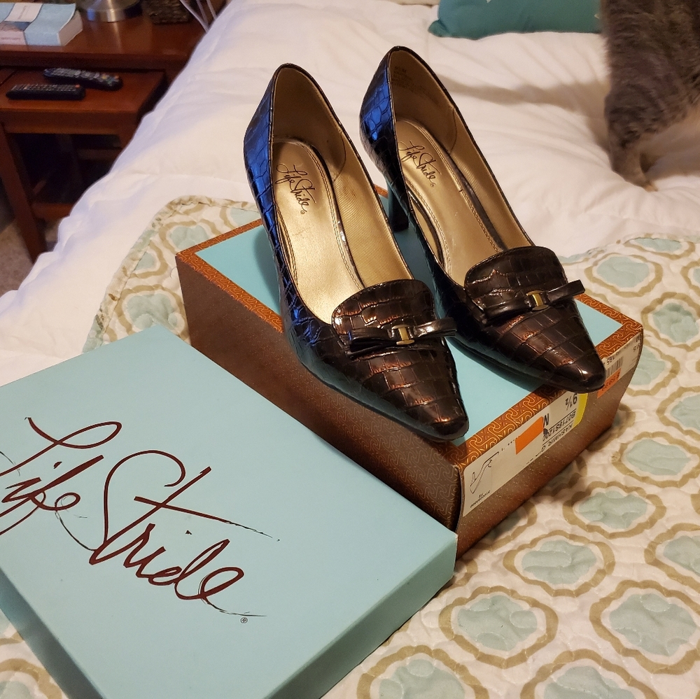 Brown Crocodile Heels
